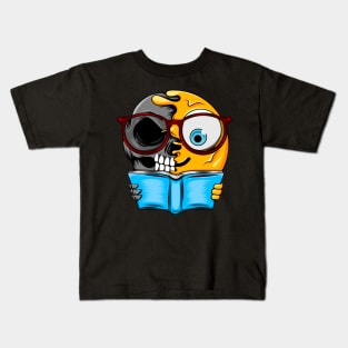 Nerd Reading Zombie Emoji Kids T-Shirt